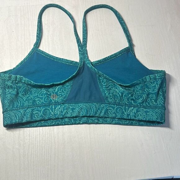 Lululemon Flow Y Bra IV Foli Manifesto Bali Breeze Tofino Teal size 8 - Picture 4 of 6